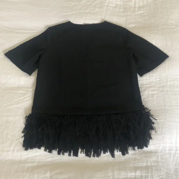 Banana Republic Fringe Crepe Blouse, black, XS - Picture 3 of 6